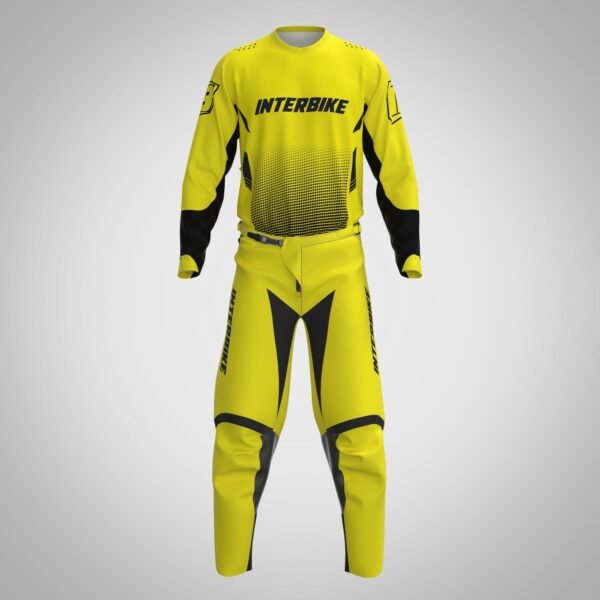 Tenue de motocross jaune UTAX de la marque INTERBIKE, idéale pour la compétition avec un design ergonomique et léger