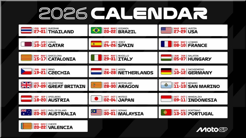 alt="Calendrier MotoGP 2026 complet avec toutes les courses et circuits