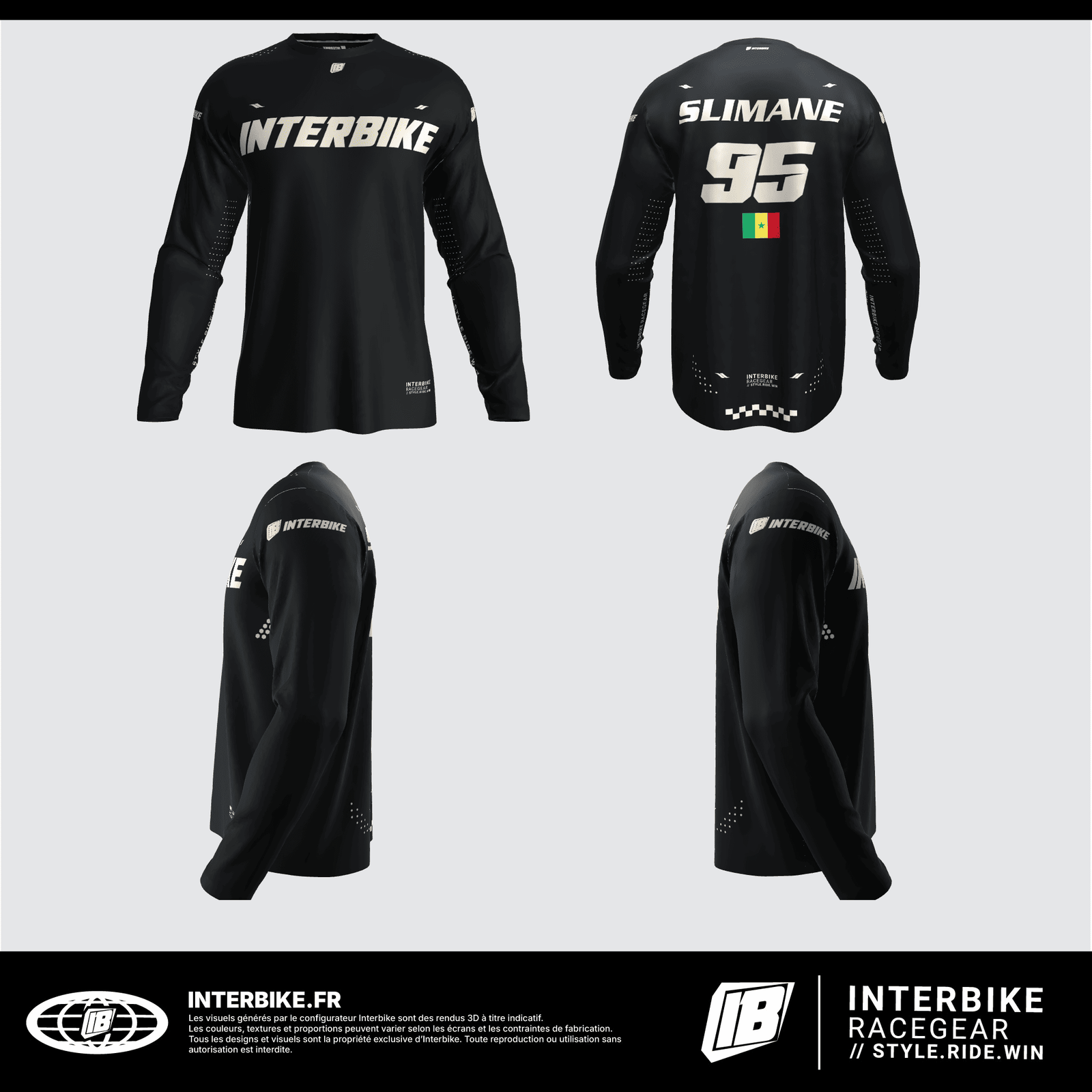 Maillot motocross noir Interbike