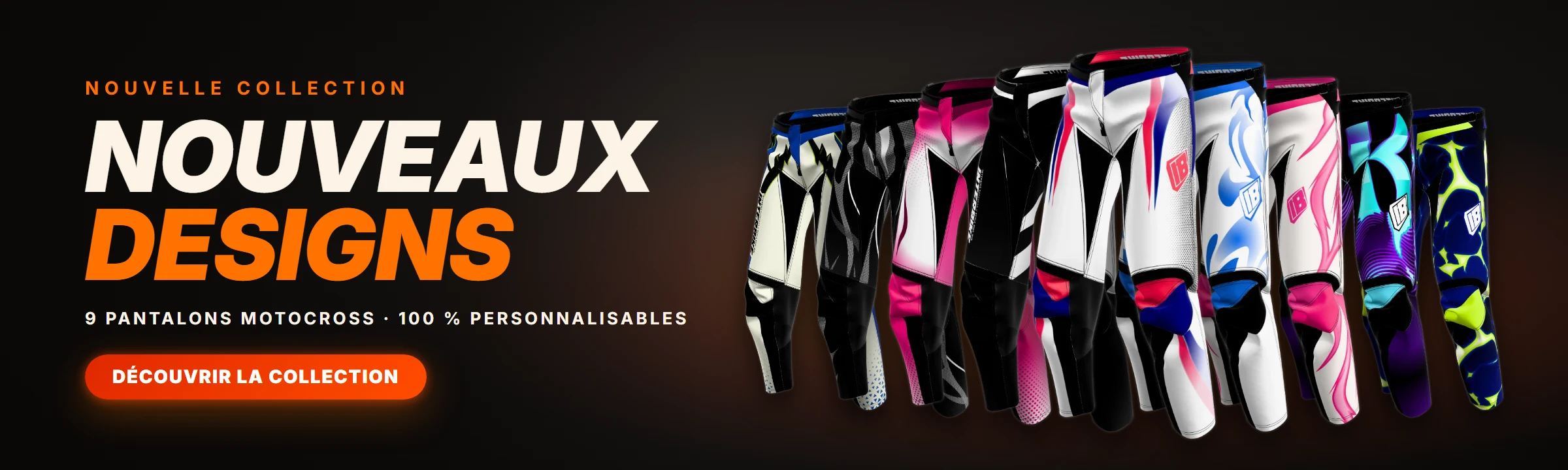 Nouveaux designs : 9 pantalons motocross INTERBIKE 100 % personnalisables